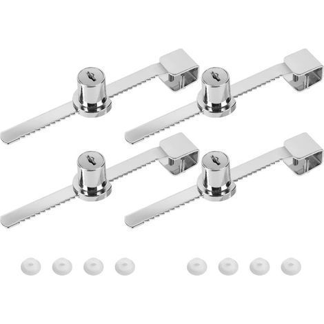 Serrure Vitrine, 4 Pièces Serrure de Porte en Verre pour Portes Coulissantes en Verre de 5 à 8 mm d'Épaisseur sans Perçage, Serrure de Porte Coulissante en Verre pour Maison et Commerce (1/5)