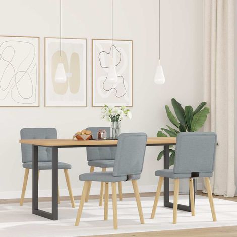 Maison Exclusive - Esszimmerstühle 4 Stk. Hellgrau Stoff (1/5)