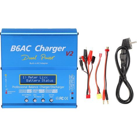 Chargeur Déchargeur Intelligent 80W 7A B6AC V2 Bleu avec Câble et Prise EU 220V en Alliage d'Aluminium (1/5)