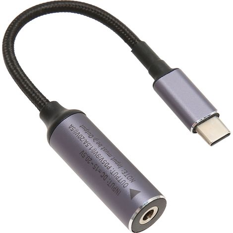 Câble CC vers USB-C 2,5 x 0,7 mm, 100 W, entrée femelle vers sortie mâle, identification automatique, câble USB-C vers CC2507 pour PC et téléphone.