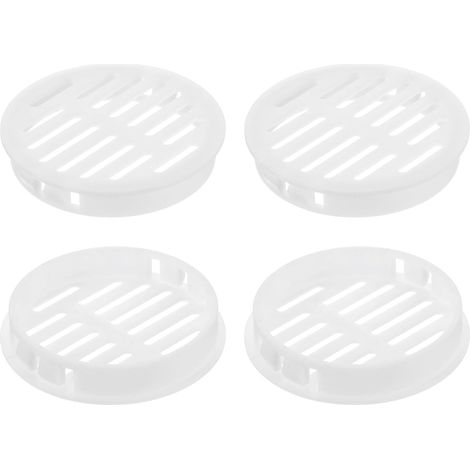 4Pcs Grille de Ventilation Ronde en Plastique, Diamètre Encastrement 60mm Hauteur 11.3mm Grille d'aération, Bouches d'aération pour Armoire Plafond Mur Fenêtre Radiateur, Blanc (1/5)