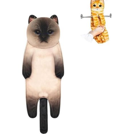 Essuie Main - Mignon - Chat - Super Absorbant - Doux - 25x6 pouces (1/2)