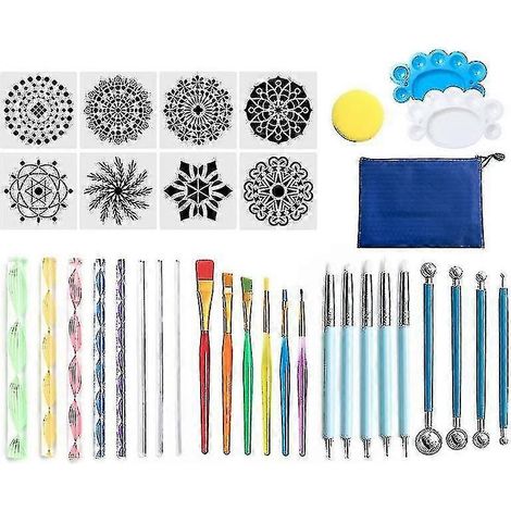 Kit de 35 pochoirs pour peinture mandala, matériel de nail art graffiti DIY At46 (1/4)