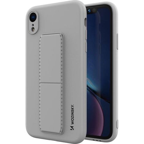 cofi1453® Kickstand Hülle Bumper aufstellbar kompatibel mit Iphone 12 Pro Max Silikon Hard Case Schale Zubehör Tasche Schutz mit integriertem Magneten Grau