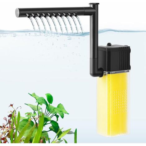 Immersible Filter for Aquarium, Silent Internal Fish Pond Filter with Spray Bar, Filter for Aquarium of 15-300 L (8W for 15-120 Litres) (1/5)
