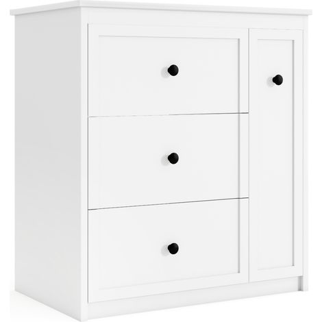 Mueble de baño exento 76 x 46 x 82 cm con lavabo de cerámica integrado, 4 cajones, blanco (1/5)