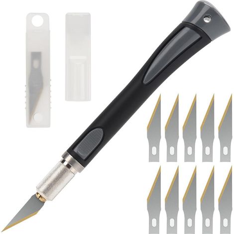 Bastelmesser Skalpell Set mit 10 Ersatzklingen für Kunst & Hobby