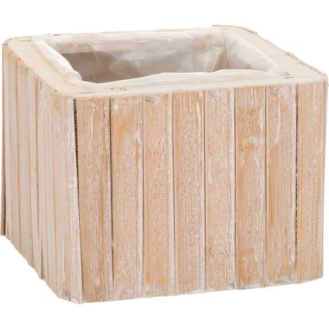 Cesto cuadrado de madera marrón 14.5x14.5x11 (1/5)