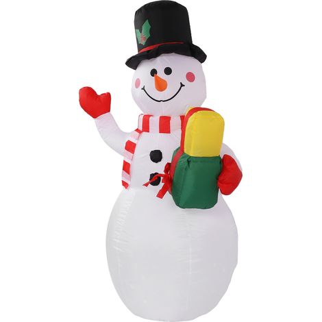 Aufblasbarer Weihnachtsschneemann (1,5 m) mit bunten Lichtern, windfestem Seil, automatischem Aufblasmechanismus, 220 V (1/5)