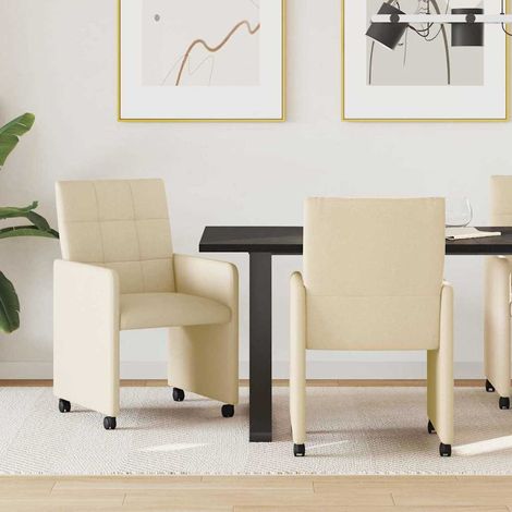Esszimmerstühle mit Rollen 2 pcs Creme 58 x 65 x 94 cm Stoff