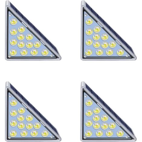 Luces solares para escaleras, resistentes al agua IP67, 80 lúmenes de potencia, 4 unidades. (1/2)