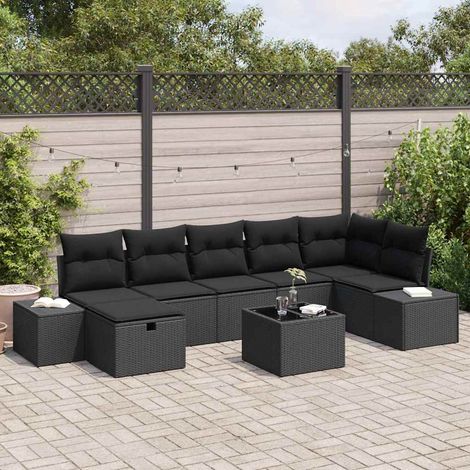 vidaXL Sofa Set mit Kissen 8 pcs Poly-Rattan (1/5)