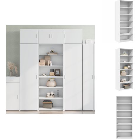 Highboard Weiß 70x41x185 cm Holzwerkstoff - Sideboard - Hochschrank - Wohnzimmermöbel - Weißer Schrank - Regal