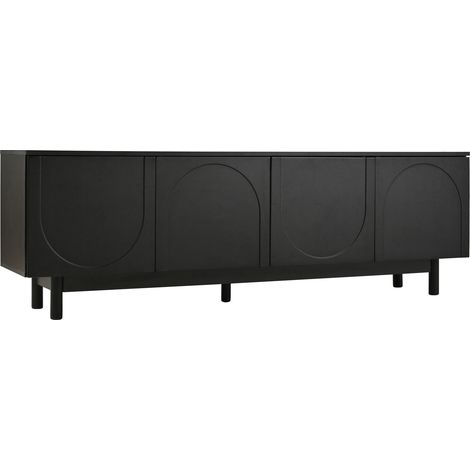Mobile TV nero moderno 175 x 38 x 56 cm con 4 ante e ripiani regolabili (1/5)
