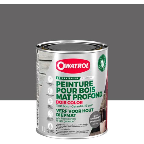 Owatrol-BOIS COLOR-Peinture pour bois extérieur opaque - Finition Mate-Carbone RAL 7043 1 litre