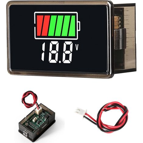 Indicateur De Charge Batterie 12V, Indicateur De Batterie 8-100VDC Voltmètre Numérique, Testeur De Niveau De Batterie Plomb-Acide-Lithium Pour Voiture,Bateaux (1/5)