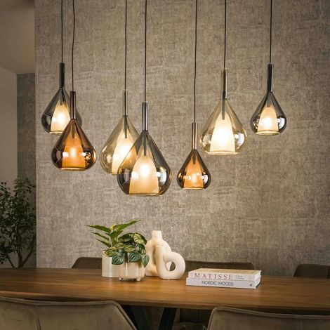 Suspension en verres assortis forme goutte 7 abat-jour NIAGARA (1/5)