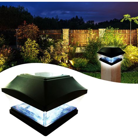 Lampe Solaire Chapeau Poteau Bois - Lampes solaires d'extérieur étanches - Lampes solaires LED - Décoration de jardin pour jardin, terrasse, clôture, poteaux en bois - Noir (1/5)
