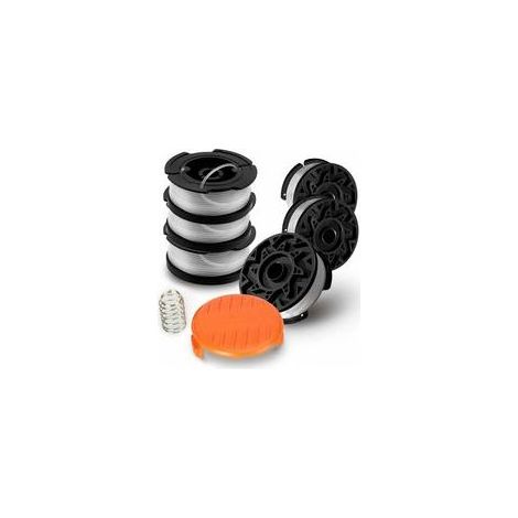 Vicrays 8er-Pack A6485 A6481 Fadenspulen für Black & Decker Rasentrimmer, 6 x 9 m Nylonfaden, 1,65 mm Durchmesser + 2 Kappen + 2 Federn (1/5)