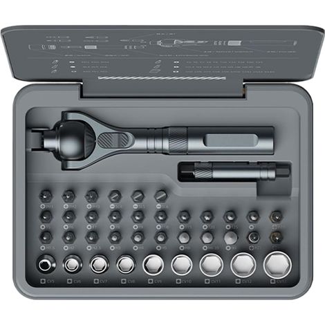 Outil à cliquet et étui – Jeu de clés Ensemble d'outils métriques Kit tournevis rotatif 180 degrés 40 précision avec rotation - (1/5)