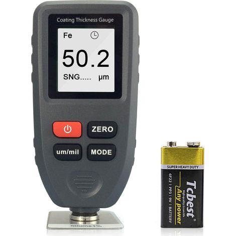 Medidor de espesor de pintura profesional para revestimiento de automóviles con sensor Fe y NF 2 en 1 automático, rango de medición 0-1300 um (0-51,2 mil) para metal, aluminio, acero y automóviles (1/5)