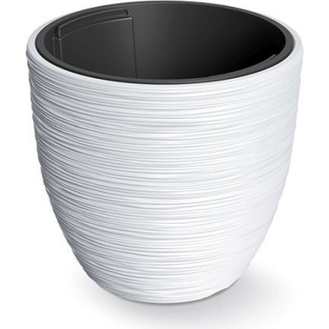 PROSPERPLAST Macetero color blanco, con depósito, colección FURU, de 29,8 x 29,8 x 28 cm, capacidad de 15 L.