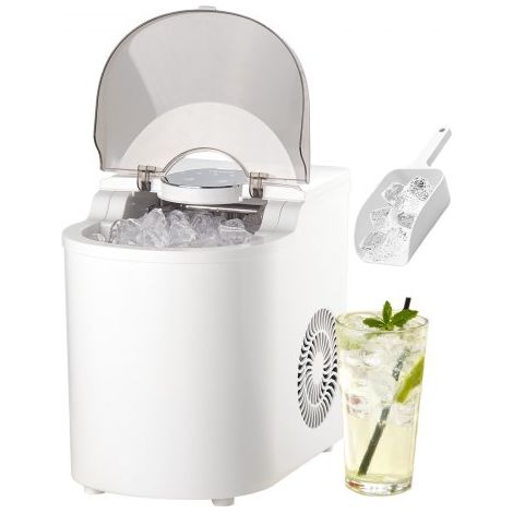 Máquina de Hielo de Mesa, 7 Cubitos de Hielo en 6 Minutos, 11,8 kg al Día, Autolimpiable, Helado Esférico, con Pala, ideal para el Hogar, la Cocina, la Oficina, Bares y Fiestas, Blanco (1/5)