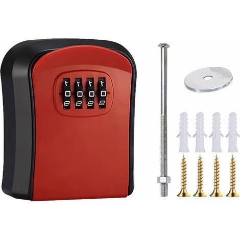 4-Digit Combination Lock Box - Secure Wall Mounting - Outdoor Key Safe - Waterproof and Secure - For Home, Garage, Office, School (1/5)