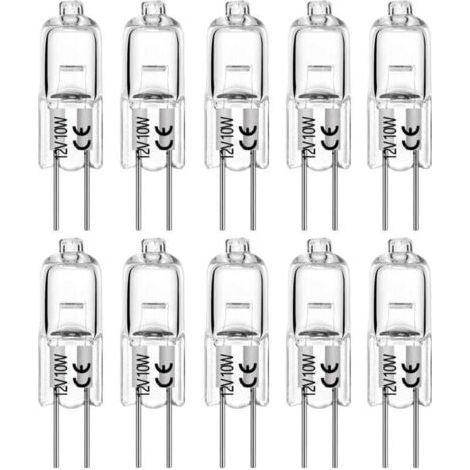 Ampoules halogènes G4 20 W 12 V T3 JC, culot à 2 broches, pour éclairage paysager, éclairage sous armoire, éclairage sur rail, intensité variable (lot de 10) [Classe énergétique C]