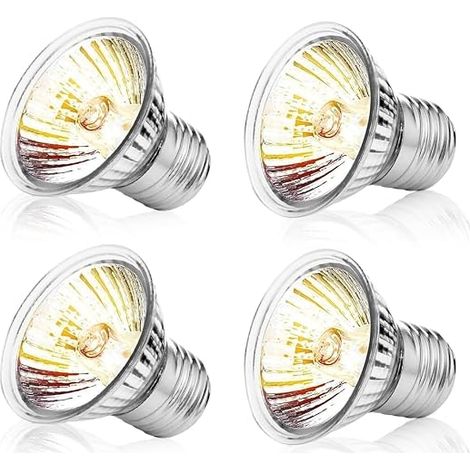 Terrarium Heat Bulb, 4 Pieces 25 W UVA UVB Tortoise Dimmable Lamp Terrarium Tortoise Chick Heat Lamp for Lizard Bearded Dragon Snake (1/5)