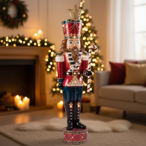 Statuetta soldatino "Jay" schiaccianoci in legno con Led per decorazioni natalizie, 191 cm (1/4)