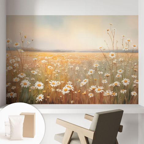 Tapete Tapete Vliestapete mit Kleber - Fototapete mit Motiv - Wandtapete modern - Wanddeko Blumenwiese 104x70 cm