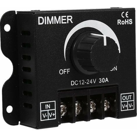 Interrupteur de Gradation à Large Plage, Interrupteur ON/OFF avec boîtier en aluminium noir, Gradateur Maxi 30A, Contrôleur de Commutation pour la couleur simple de bande de LED (DC1224V)-LIAIKI (1/5)