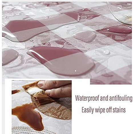 Runde, wasserdichte PVC-Tischdecke – Blumen- und Spitzenmuster – 180 cm – Fleckenabweisend und leicht zu reinigen – Für Esszimmer, Garten, Café, Party – (1/4)