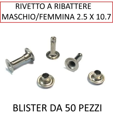 RIVETTO RIBATTERE MASCHIO FEMMINA 2.5 x 10.7 ( CONF. 50 PZ) (1/2)