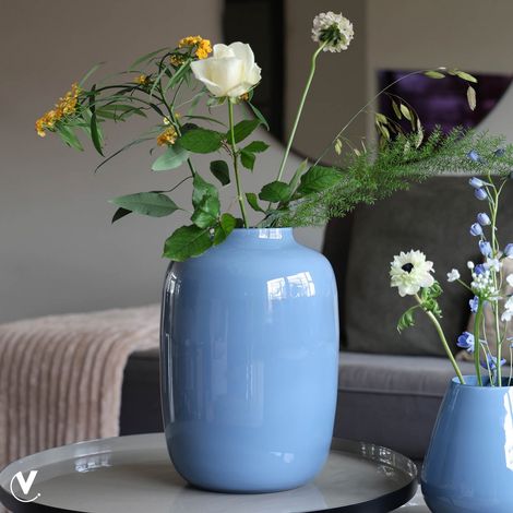 Vase de Décoration Intérieure pour Fleurs et Bouquets de Salon Coloris Bleu-Gris Clair - PANGIVO (1/5)