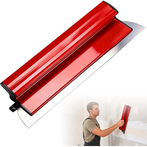 Spatule Enduit, 40 cm Acier Inoxydable Couteau a Enduire, Grattoir à Cloisons Sèches, avec Manche en Forme de Z pour Outils Plaquiste pour Le Plâtrage de Plafond et Mur (1/5)