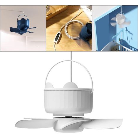 Ventilateur de Camping USB Plug avec Télécommande, Minuteur et 3 Vitesses pour Tente,Blanc-Branchement USB (1/5)