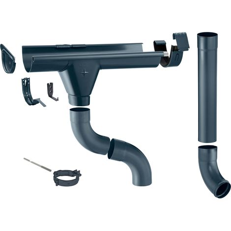 ZAMBELLI Zink Dachrinne Komplettset für Häuser, 1 Dachseite, Montage ohne Löten, für eine Dachfläche bis ca. 150m², 6 teilig/333 / 150mm Anthrazit, 6m