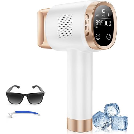 Épilateur Lumière Pulsée 21J avec Système de Refroidissement à 8 °C, 9 Niveaux et Lumière Rouge 600 nm, Écran Tactile LCD, Épilation Laser pour Visage, Bras, Maillot, Femmes et Hommes, Blanc (1/5)