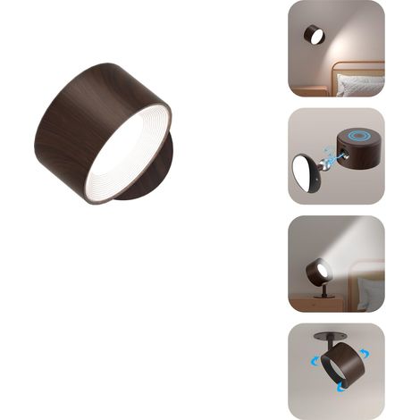 Applique murale d'intérieur sans perçage ni connexion électrique, lampe de lecture à intensité variable, lampe tactile pour enfants, 4 niveaux de luminosité, 3 modes de couleur, rotation à 360