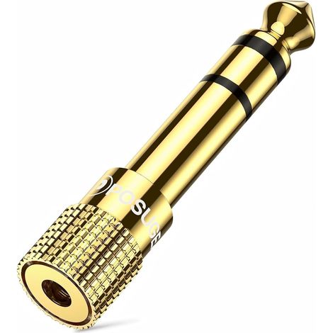 Adaptateur Jack 6.35 mm Mâle vers 3.5 mm Femelle, Casque Prise Adaptateur 6.35 3.5 Audio Connecteur Stéréo Headphone Jack Adapter Plaqué Or pour Casque, Piano, Amplificateur, Tablette ect (1/5)