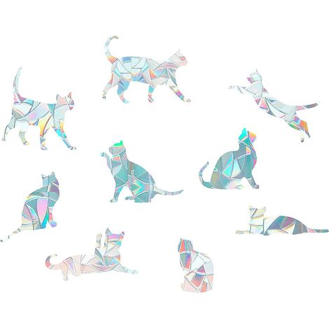 verschiedene Katzen-Fensteraufkleber, statische Regenbogen-Glasaufkleber, Fenster-Warnaufkleber, Sonnenfänger-Dekorationen, selbstklebende prismatische Vinylfolie