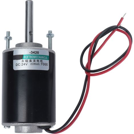 Permanentmagnet-Gleichstrommotor, Rechts-/Linkslauf, Hochgeschwindigkeitsmotor mit Kugellager, 43 mm Wellenlänge, 24 V, 7000 U/min (1/5)