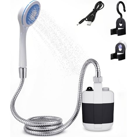 Irovami Douche portable rechargeable – tuyau, camping/randonnée, légère, batterie