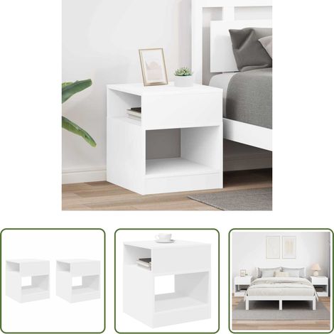 Wohnzimmerbeistelltisch - Beistelltisch 2 pcs Weiß 40,5 x 40 x 45 cm Holzwerkstoff (1/5)