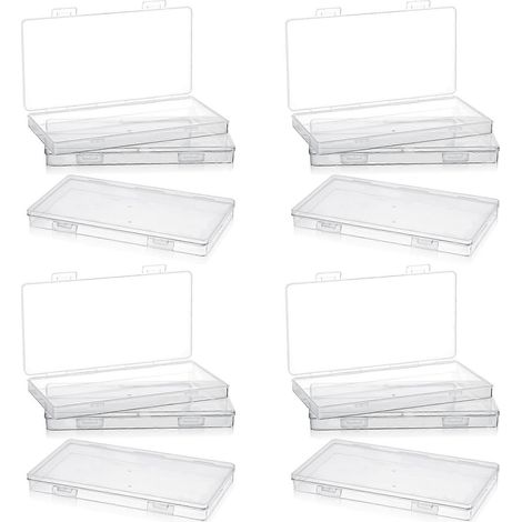 Lot de 12 mini boîtes de rangement transparentes en plastique, petites boîtes rectangulaires vides avec couvercle à charnière (1/5)
