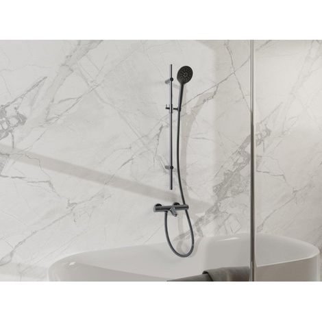 FugaFlow Eccelente Sobrado Mitigeur baignoire - avec barre curseur - douchette ronde - flexible en métal - Gunmetal (1/4)