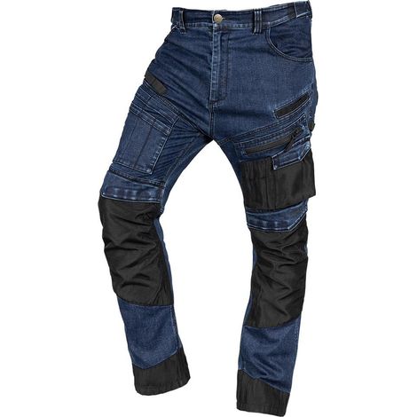 Pantaloni da lavoro in denim, modello Oxford rinforzato, blu navy, taglia M (1/3)