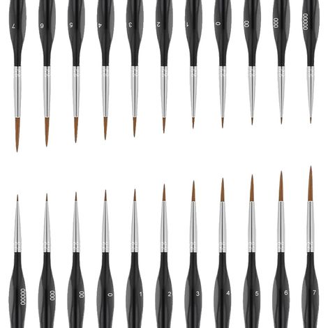 Pennelli di precisione, punta fine, versatili per la pittura di miniature, 11 triangoli neri x 2 (1/2)